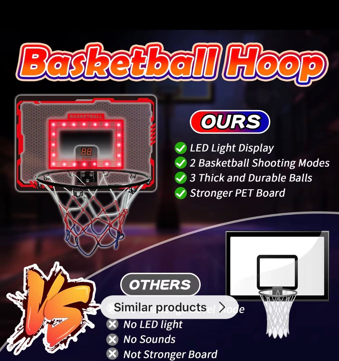 2026 Factory Wholesale Custom Mini Portable
Basketball Hoop Door Kids Wall Mounted Basketball Hoop Set With Led Scoring Board