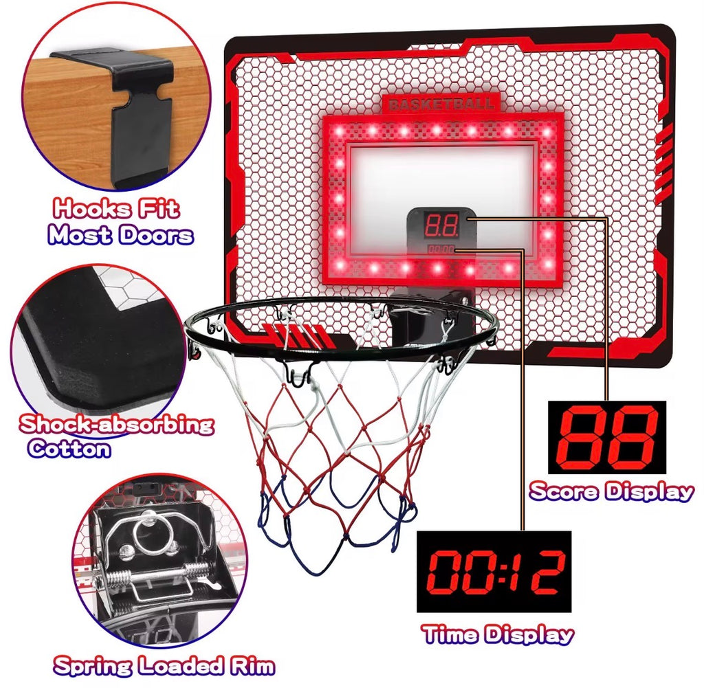2026 Factory Wholesale Custom Mini Portable
Basketball Hoop Door Kids Wall Mounted Basketball Hoop Set With Led Scoring Board