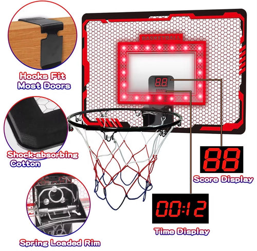 2026 Factory Wholesale Custom Mini Portable
Basketball Hoop Door Kids Wall Mounted Basketball Hoop Set With Led Scoring Board